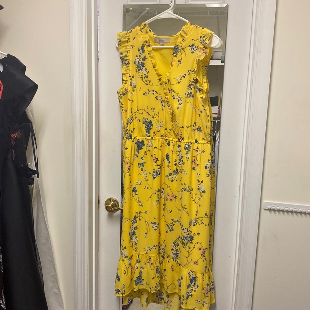 LOFT Floral Yellow Dress